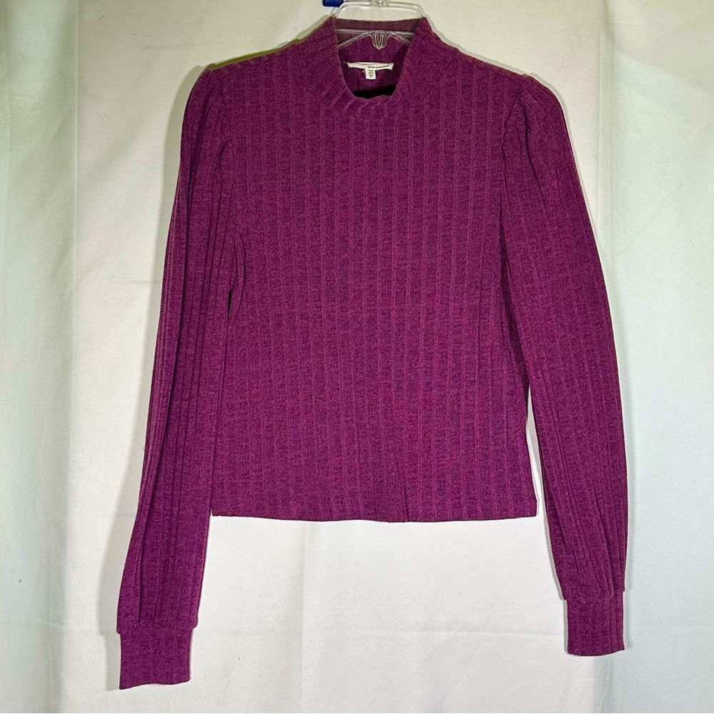 June and Hudson Purple Long Sleeved Sweater Puff‎ Sleeve Women's size Medium